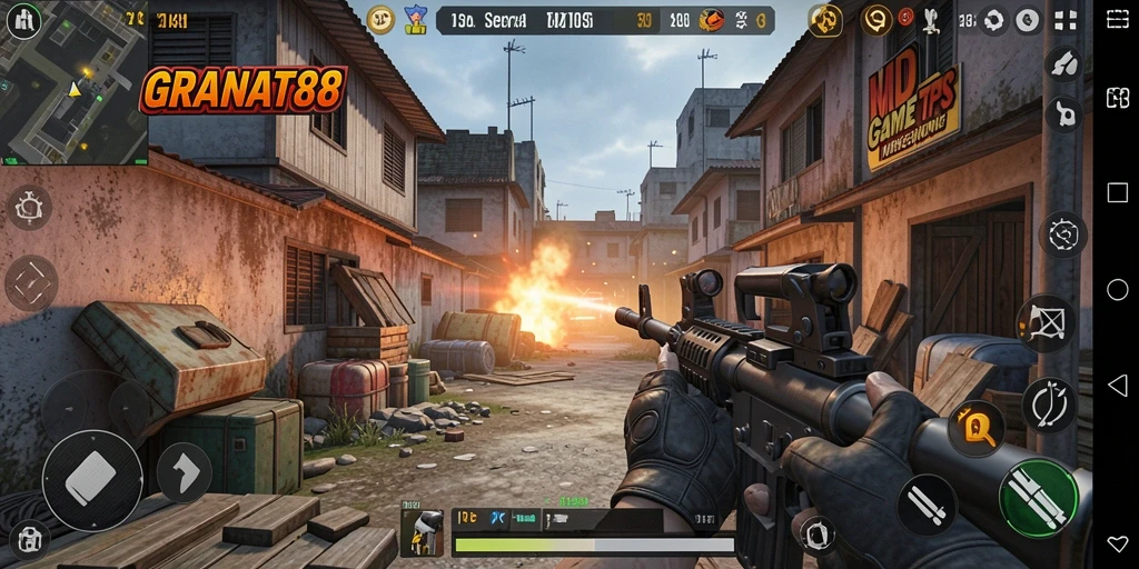 Screenshot menunjukkan aksi intens gameplay TPS di GRANAT88.