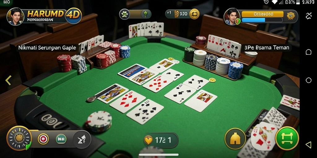 Screenshot gameplay <strong>HARUM4D</strong> dengan tampilan seru permainan Gaple.