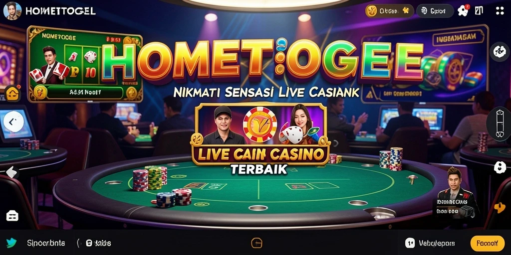 Screenshot utama HOMETOGEL menampilkan dealer langsung dalam aksi permainan Live Casino.