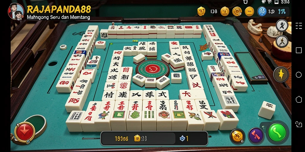 Tampilan gameplay menarik dari RAJAPANDA88 dengan ubin Mahjong berwarna.