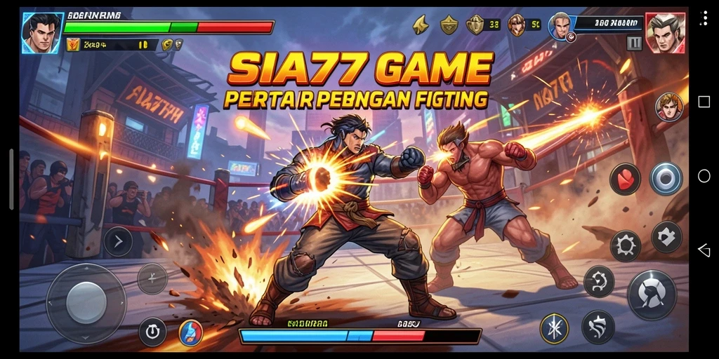 Screenshot menunjukkan karakter bertarung dalam arena yang intens.