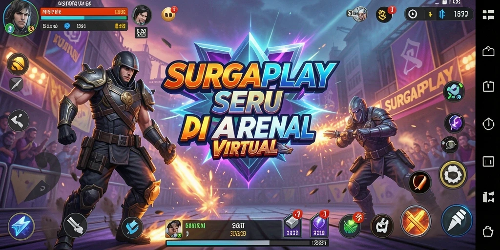 Tampilan aksi pertarungan mendebarkan dalam SURGAPLAY.