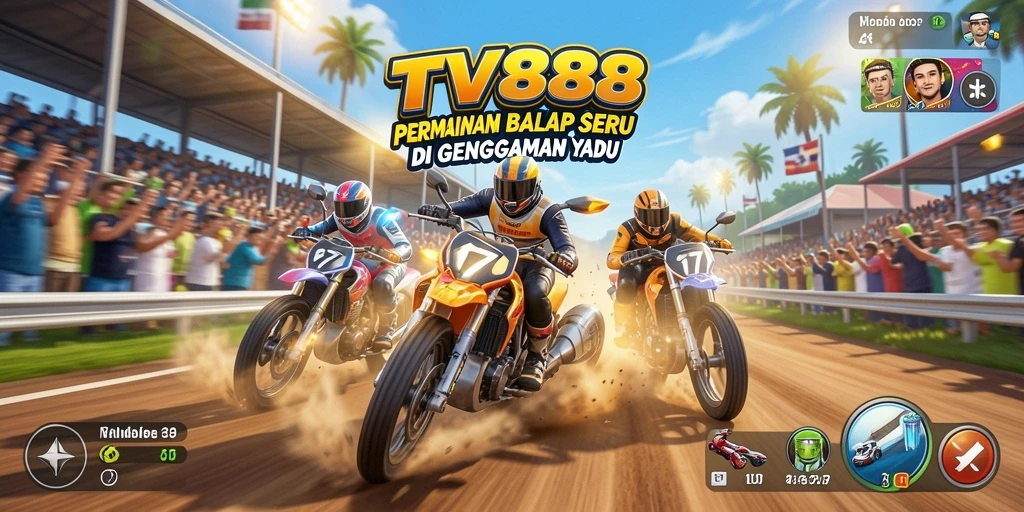 Screenshot TV888 menampilkan aksi balap cepat dan mendebarkan.